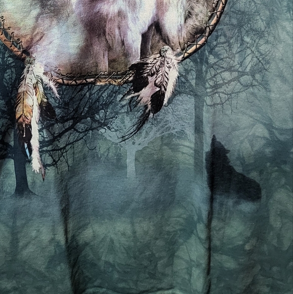 The Mountain Men's Teal Blue Wolf Tie Dye Graphic Short Sleeve Tee Size Large - Picture 6 of 9